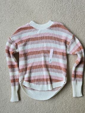 SO Striped Crewneck Sweater in Pink, Cream & Brown
